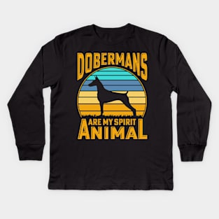 Dobermans are my spirit animal Kids Long Sleeve T-Shirt